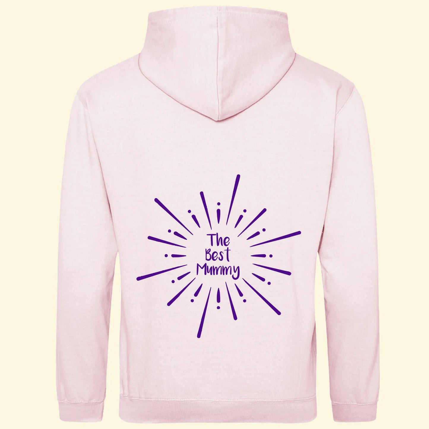Light Pink adults hoodie with three lines of text reading The Best Mummy inside multiple lines in a circle.