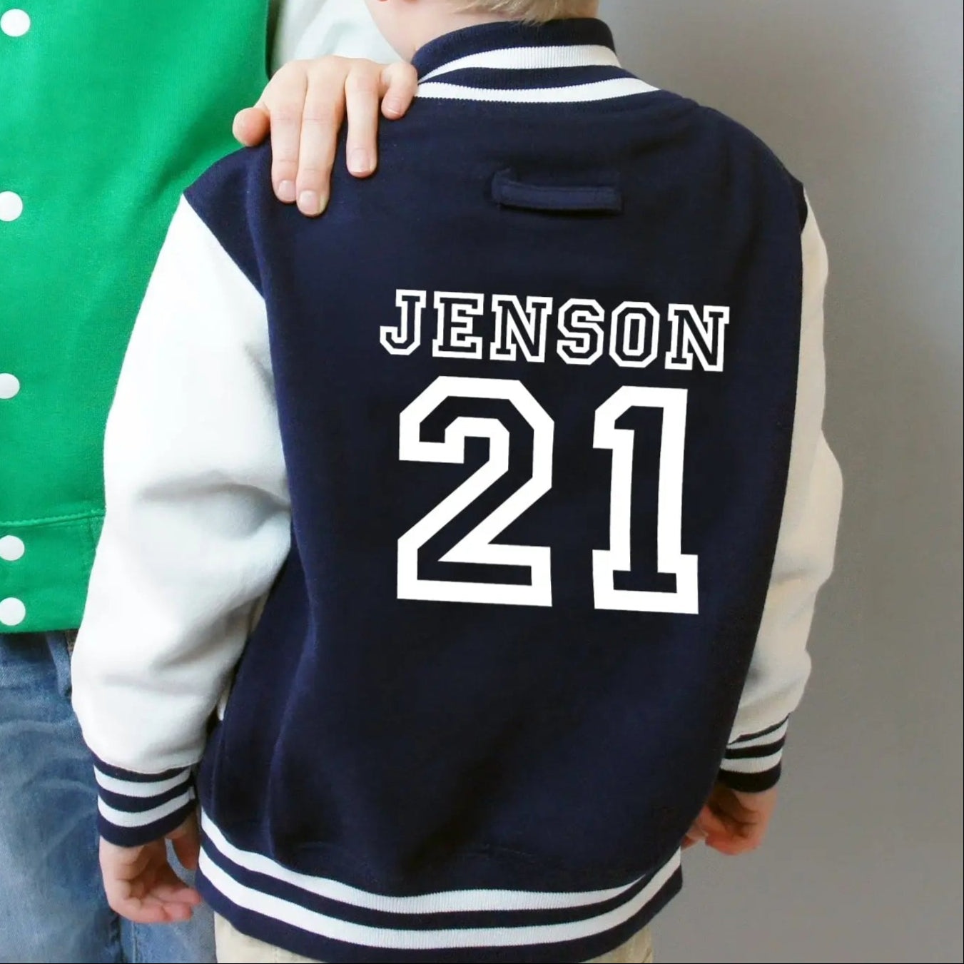 Personalised Kids Name & Number Varsity Jacket Simply Colors UK