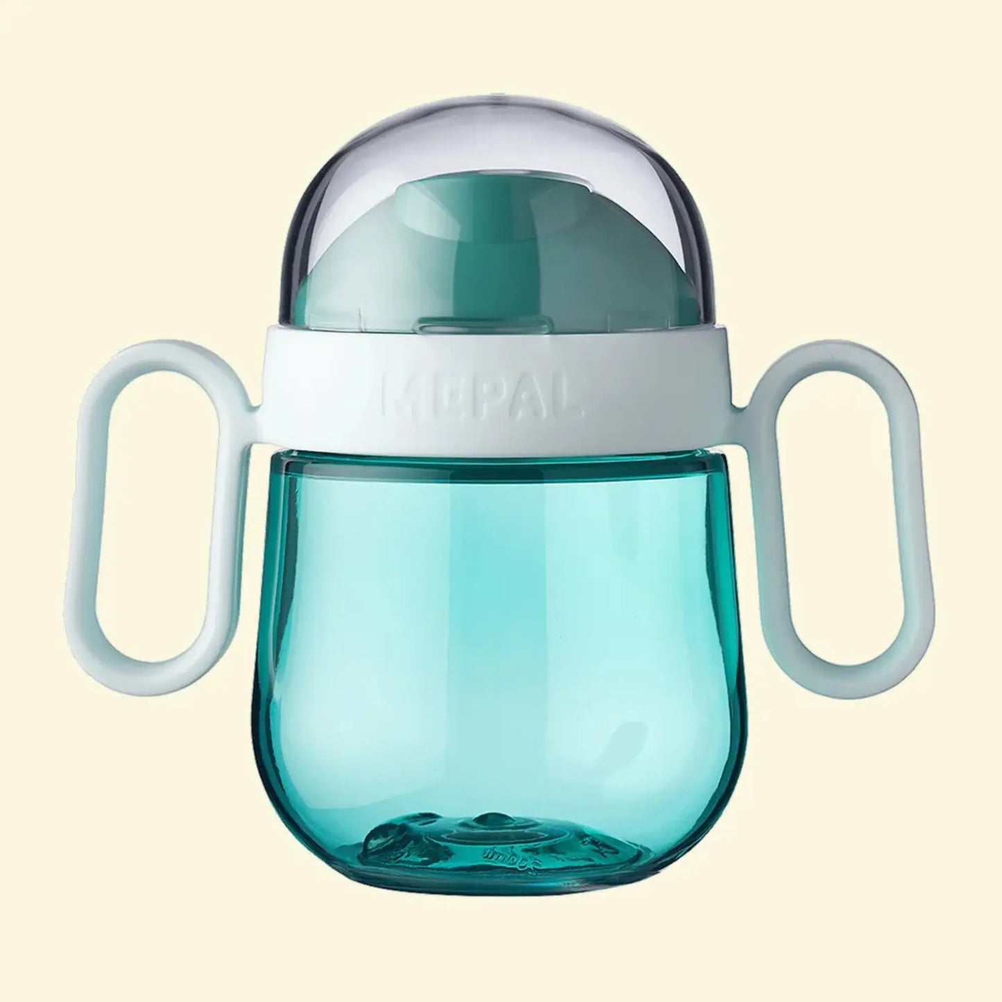 Mepal Turquoise sippy trainer cup, the cup is see through so you can always see how much fluid is left