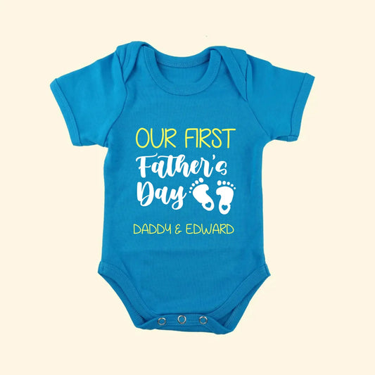 Personalised Our First Father's Day Babygrow Simply Colors