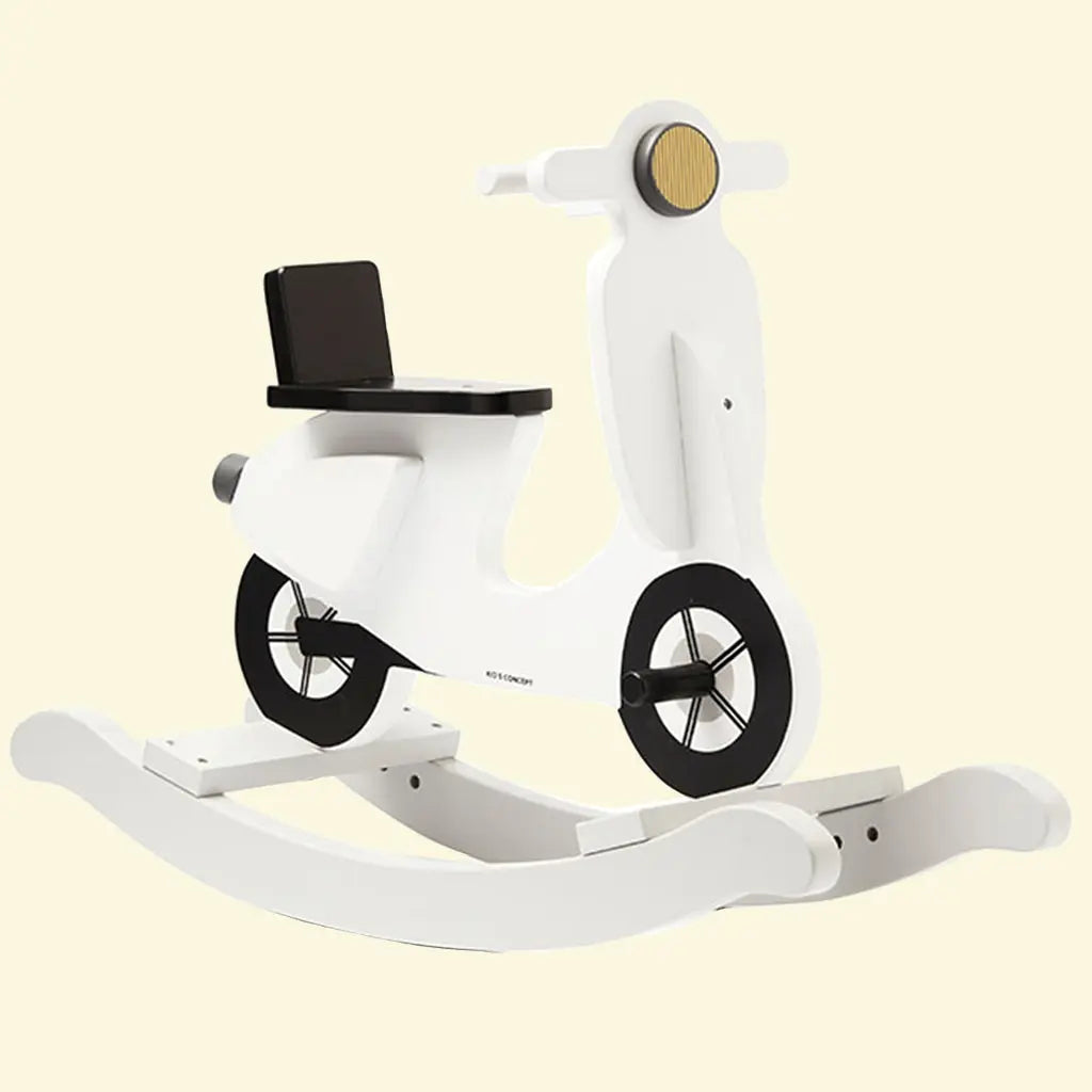 White rocking scooter side view